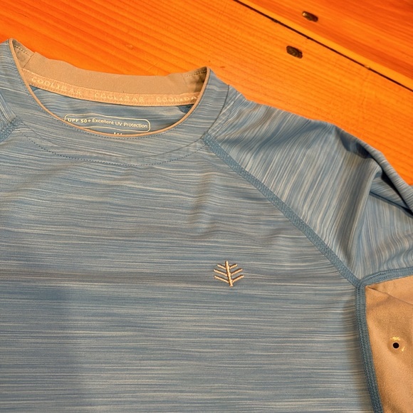 COOLIBAR Boys L 10-12 Surf Blue/Gray UV Rashguard Ultimate Line Texture Stripe - Picture 6 of 7